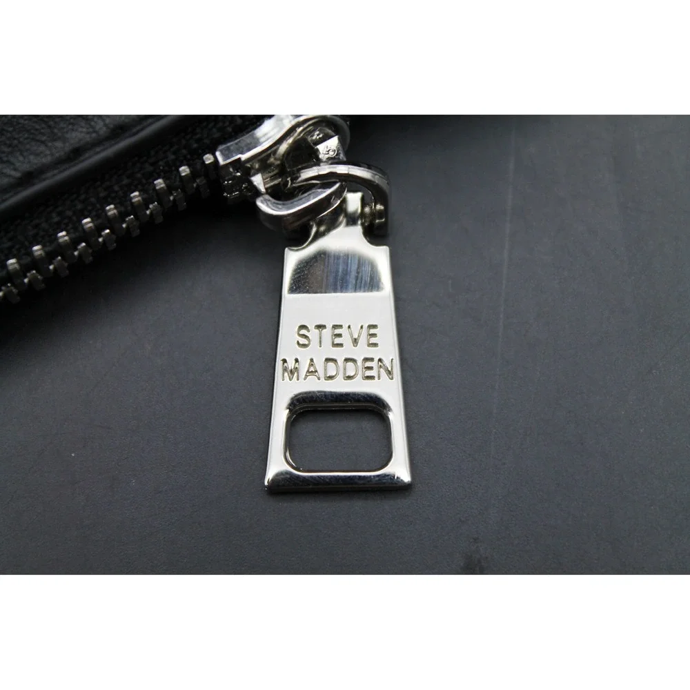 Steve Madden Black Wristlet Clutch Zip Pouch Removable Strap
